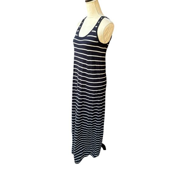 Vince Full Length Striped Knit Tank Maxi Dress Stretchy Scoop Neck - M - Picture 5 of 9